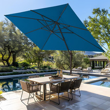 10FT Royal Blue Cantilever Patio Umbrella with 360  Rotation  Fade Resistance