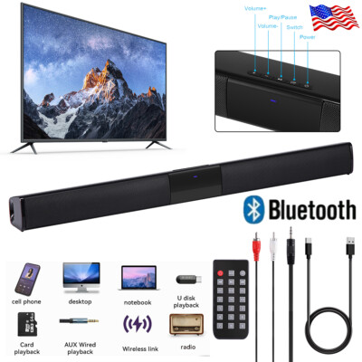 4 Speaker Sound Bar System Wired Subwoofer Home Theater TV Speaker Remote AUX