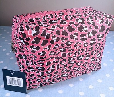 Simply Southern cosmetic bag / small tote .. Pink leopard ...