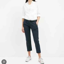 Copied - Nili Lotan Montauk Crop Pants Navy Blue Raw Hem Size 8