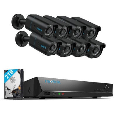 Reolink 4K PoE Security Camera System Person Vehicle Detection 8CH NVR 2TB HDD