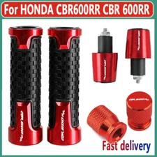 3PCS For HONDA CBR600RR 7/8" 22MM Handlebar Grips Handle Bar End Cap Tire Valve