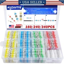 340/160Pcs Waterproof Solder Stick Heat Shrink Wire Connectors Butt Termianl Kit