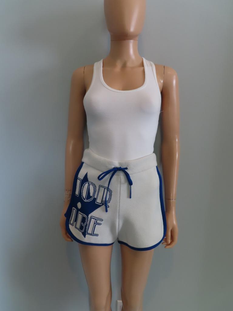 Christian Dior Blue/White Vibe Technical Cashmere Shorts F 36/US 4