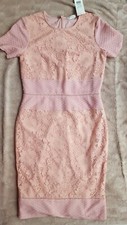 Miss Selfridge Dusky Pink Lace Pencil evening party Dress Size 12
