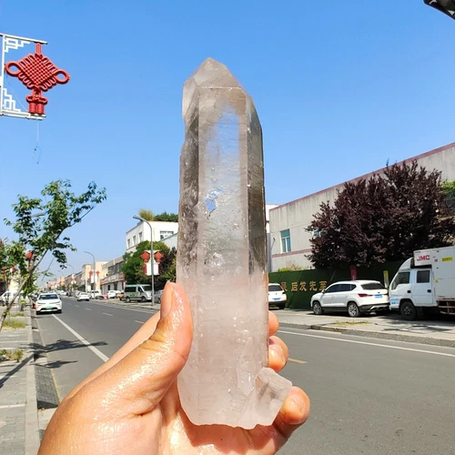 430g NO RESERVE - 6.49" LONG ET DOLPHIN TRIGGER LEMURIAN CRYSTAL QUARTZ POINT
