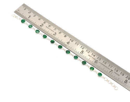 Bracelet Tennis Réglable En Argent 925 Avec émeraudes Simulées Coupe Ovale 7x5mm - Neuf Sans Emballage