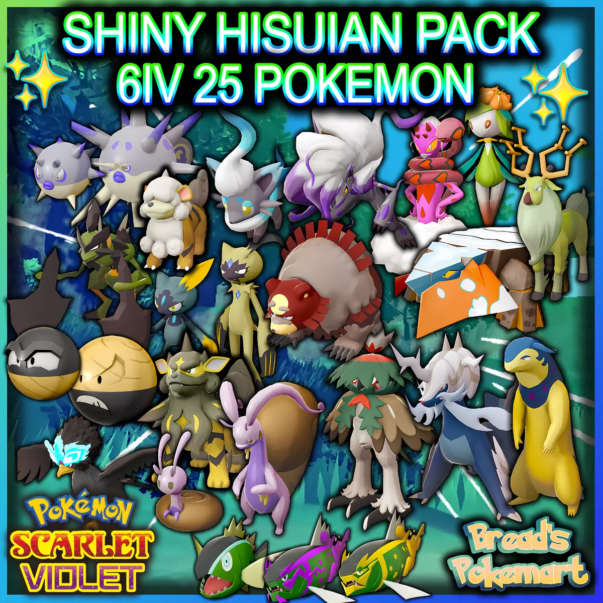 Pokémon Scarlet & Violet 🌟 All 24 SHINY 6IVs Violet EXCLUSIVES BUNDLE 🌟  +ITEMS