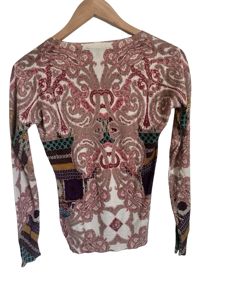 Suéter Jersey ETRO Seda Cachemira Tejido Paisley Fino 40 IT/8 AU/4 EE. UU. Foto 4 de 4