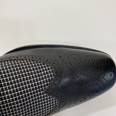 TALLIA Sergio Leather Wingtip Shoes Tallia Brogue Wingtip Oxford Black Leather Fabric Inlay  main image 4
