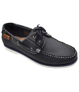 blue leather boat shoes