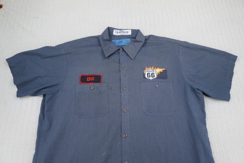 Route 66 Garage Shirt Mens Extra Large Blue Button Up Mechanics Rat Hot Rod - Picture 3 of 15