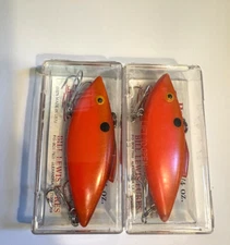 2 NEW Vintage BILL LEWIS LURES 3/4oz RAT-L-TRAP Lipless CRANKBAITS Texas Red