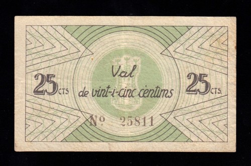 F.C. LA RAPITA DELS ALFACS (TARRAGONA) , 25 CÈNTIMS 1937 , MBC- . - Imagen 2 de 2