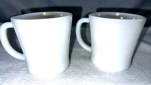Vintage Anchor Hocking Fire-King White Milk Glass Coffee Mugs Lot of 2 USA