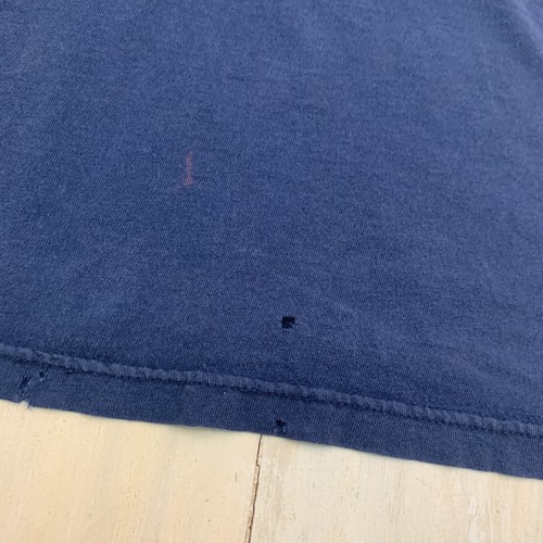 FRUIT of the LOOM - Vtg Faded Navy Blue Distressed Pocket T-shirt, Mens MEDIUM - Picture 4 of 11