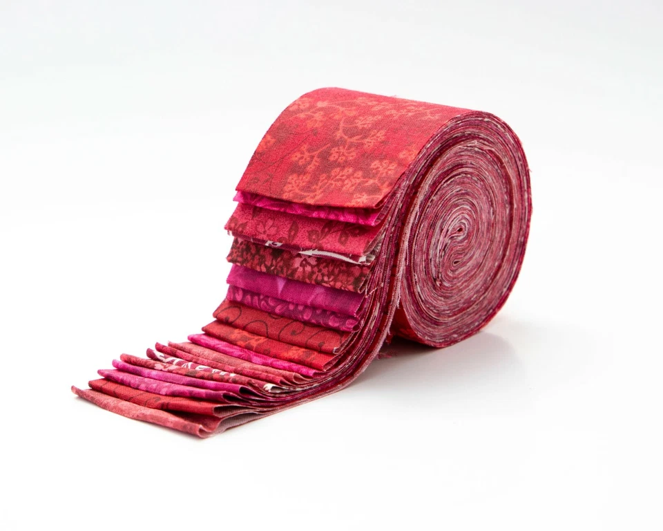 18-pc It's All Red Jelly Roll 2.5" pre-cut 100% cotton fabric quilting strips - Image 2 of 3