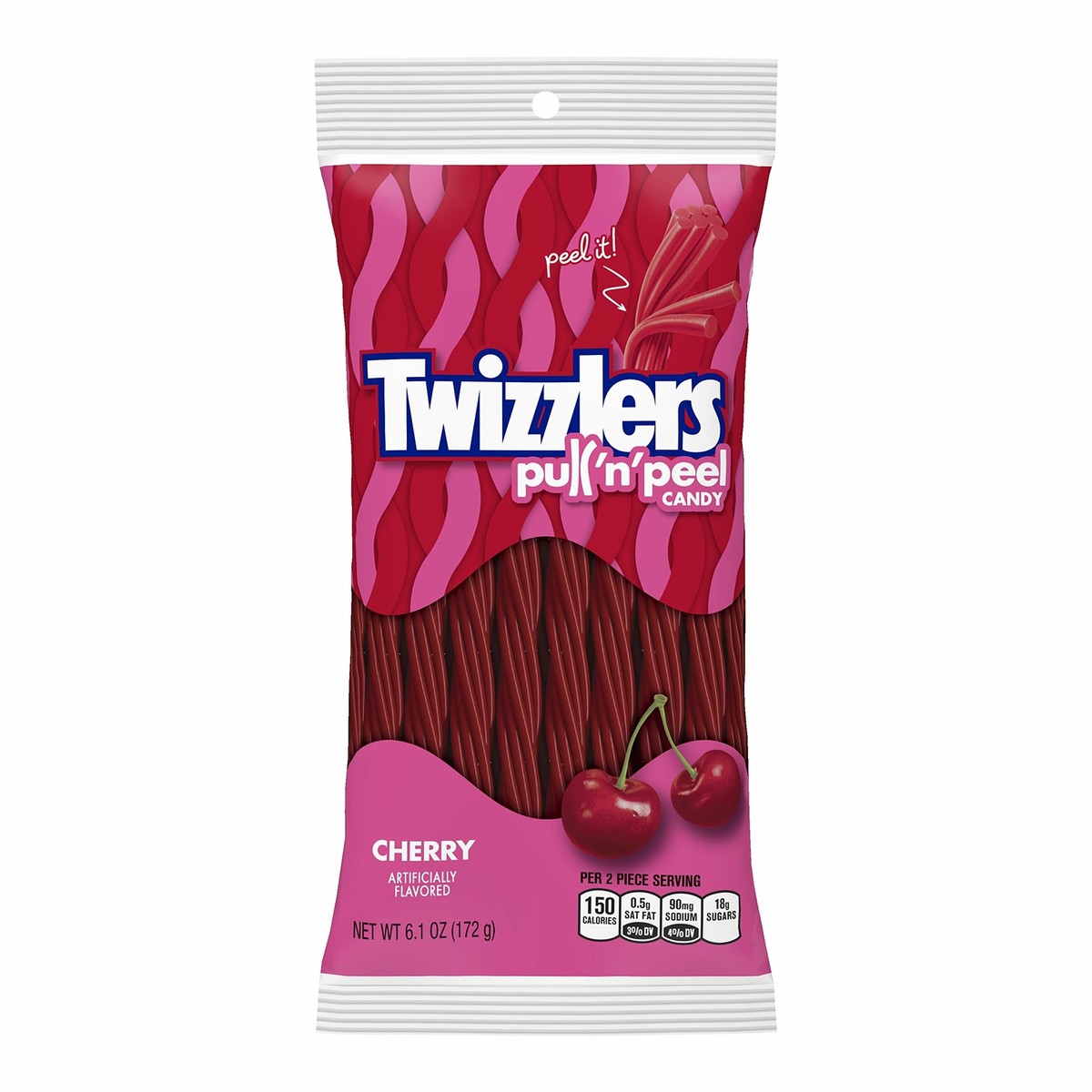 TWIZZLERS Pull 'n' Peel Licorice Candy, Cherry, 6.1 Ounce