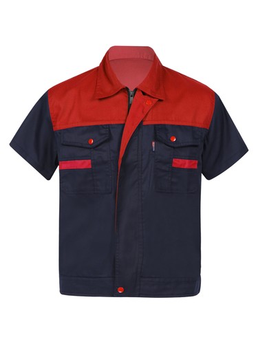 Men's Short Sleeve Work Shirt Turn-Down Collar Mechanic Uniform Tops Workwear - Picture 9 of 37