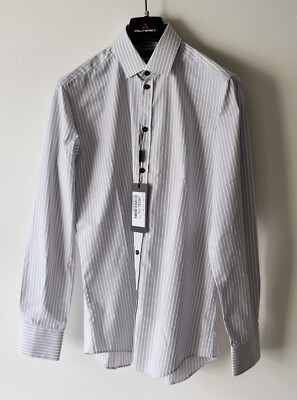 Dolce & Gabbana Black & White Striped Cotton Shirt SZ 37 14.5'' Made in Italy