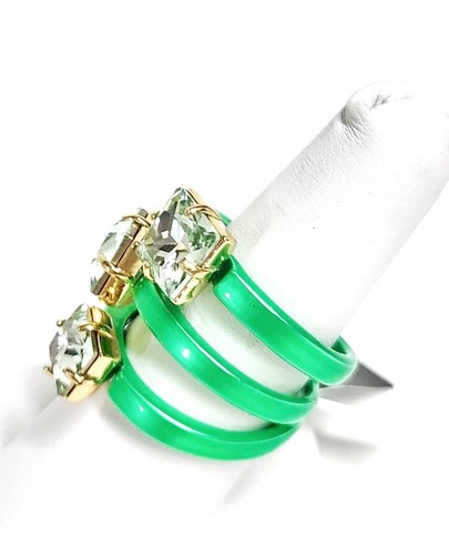 J.Crew Triple Loop Statement Ring Size 5 Summer Green Gold Plated Brass NWT - Picture 13 of 15