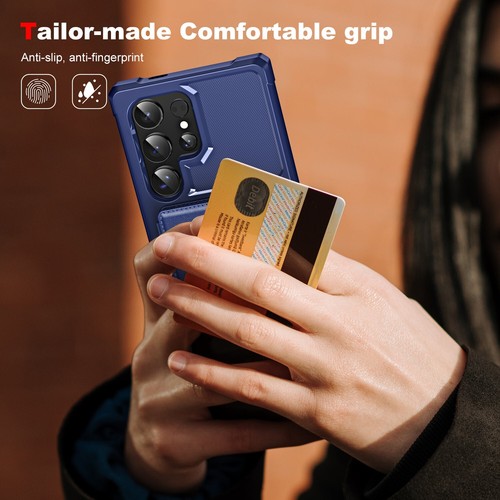 Shockproof Credit Card Slot Leather Back Case Cover For Samsung Galaxy Phone - Picture 35 of 52