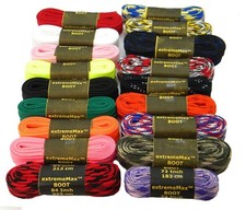 2 Pair- Hockey Skate Laces extremeMAX flat 10mm wide tube style