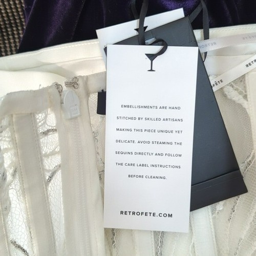 NEW Retrofete Beaded Lace Satin Dress White L bridal wedding sexy strapless - Picture 6 of 10