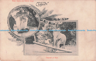 R730356 Ceylon Flussszene und einheimische Kahnplatte Mehrfachansicht