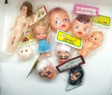 Vintage Lot of Doll Heads, Doll Bodies/Parts Rubber
