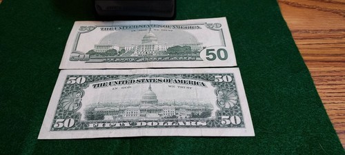 1993 &1996 U.S. LAST SMALL HEAD & FIRST LARGE HEAD 50 DOLLAR NOTES - Picture 9 of 10