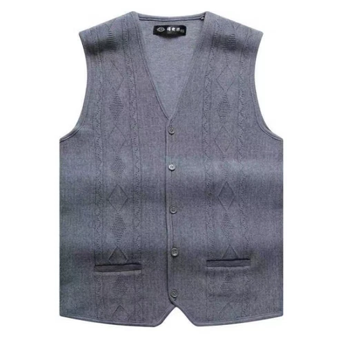 Gilet uomo lavorato a maglia cardigan canotta gilet scollo a V maglione gilet business - Foto 9 di 13