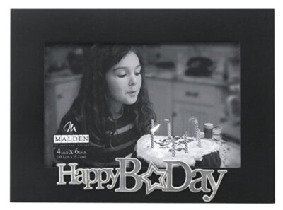 Malden Happy Birthday Wood and Metal Picture Frame 4 X 6