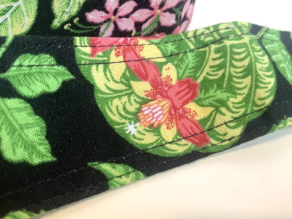 Cinturón de Tela Vera Bradley Tropical Negro Hebilla Hawaiano Boho Preppy Geométrico (A) Foto 4 de 4
