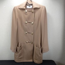 Stella McCartney Italy Size 40 US Size 4 Cashmere Camel Pea Coat Pleated Pockets