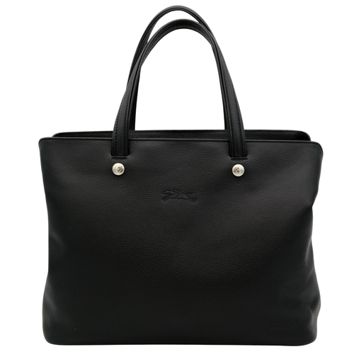 Longchamp Le Foulonné Damen Leder Tasche Handtasche Schultertasche Schwarz
