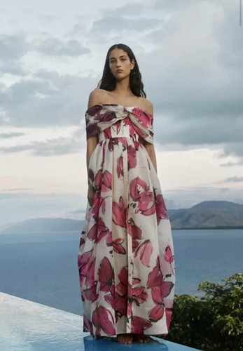 Aje Dress BNWT Size AU 10/ US 6/ Medium Cordelia Corset Maxi Floral Off Shoulder - Foto 4 di 21