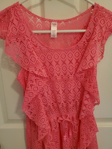 Justice Girls Pink Lace Swimsuit Cover-Up (Pull Over) Size 10 - Picture 2 of 3