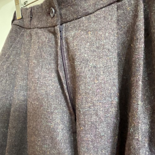 Vintage Wool Blend Trousers Womens 40s Taper Turn Up Style Pockets Purple UK 6-8 - Picture 7 of 19