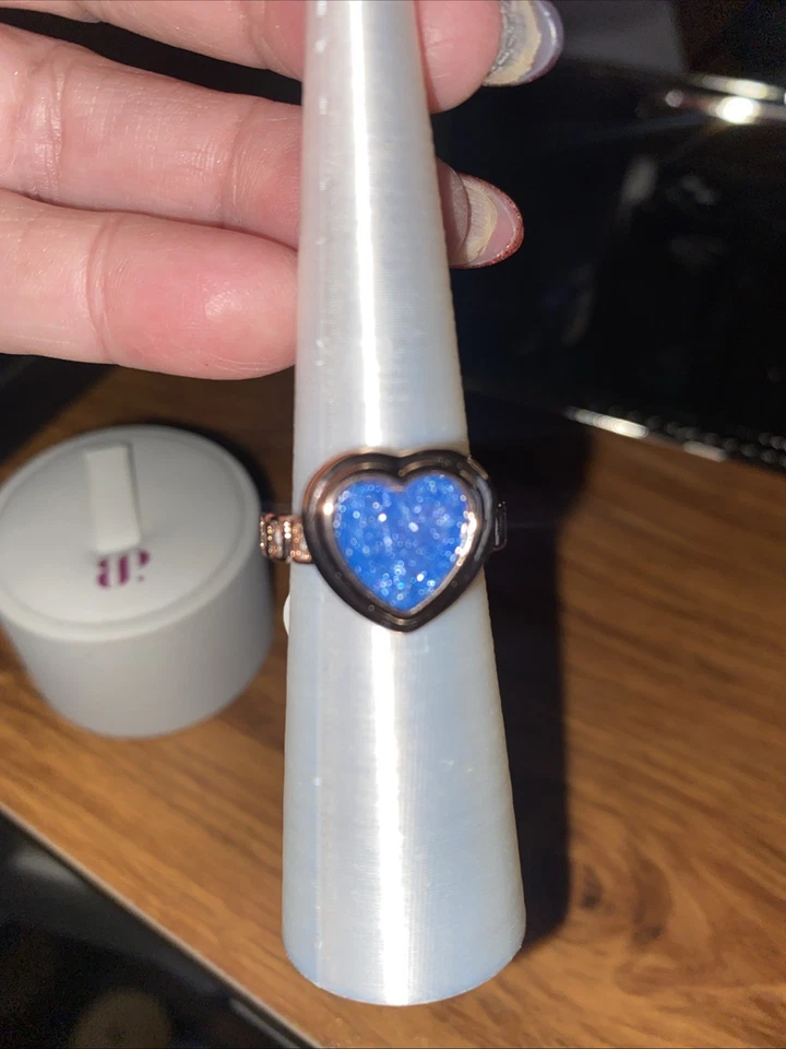 Anillo Bomb Party Talla 6 RG97162 Quemado Lento Brillo Suave LC Aqua Azul Hielo Cristal Rosa Foto 2 de 3