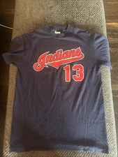 VINTAGE MAJESTIC OMAR VIZQUEL #13 CLEVELAND INDIANS JERSEY T SHIRT Men’s Large