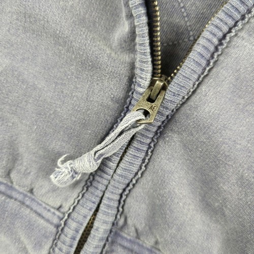 VTG Y2K American Eagle Hoodie Mens XLT Blue Garment Dye Heavy Quilt Line Zip Up - Picture 4 of 16