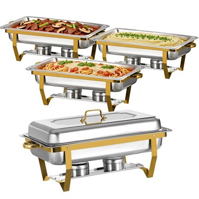 Catering full with 4 Pack Chafing Dish Buffet Set  Stainless Steel Chafer