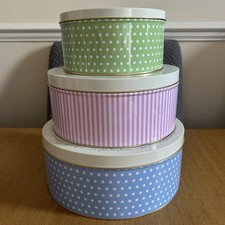 Tala Cake Tins Storage Pastel Stripes Stars & Spots Set of 3 New Unused