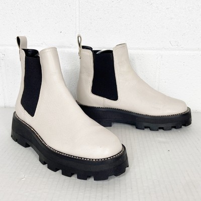 Karl Lagerfeld Paris Lug Sole Boot Mayde White Leather Chunky Sole Size 7