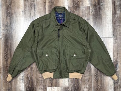 46美品90s allegri Typewriter Cotton Bomber 90s Willis Geiger Summer Flight Jacket size Medium Cotton