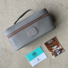 BRIC'S Saffiano custodia in pelle con cerniera borsa da viaggio borsa da toeletta grigio oro rosa