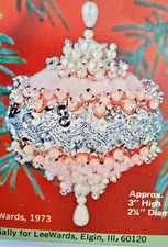 LeeWards SILVER SWIRL 1973 Vtg Sequin Bead Holiday Christmas Ornament Kit