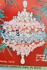 LeeWards SILVER SWIRL 1973 Vtg Sequin Bead Holiday Christmas Ornament Kit