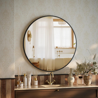 Beautypeak 46 Cm Runder Spiegel, Bruchsicherer Wandspiegel Mit Aluminiumrahmen,